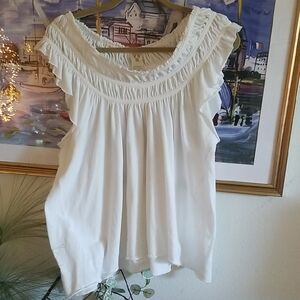 We The Free White Ruffled Blouse